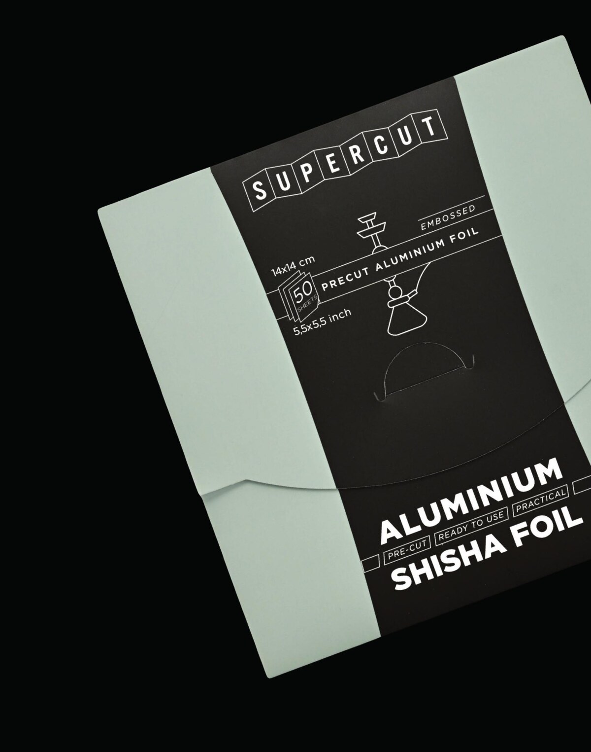 SuperCut nargile folyosu — siyah zeminde pop-up paket